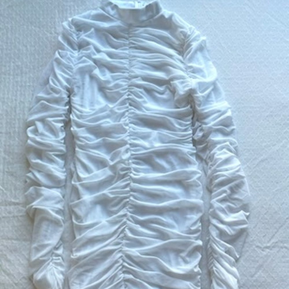Fashion Nova White Rouched Dress